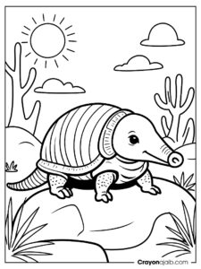 Armadillo basking under sun coloring page ca