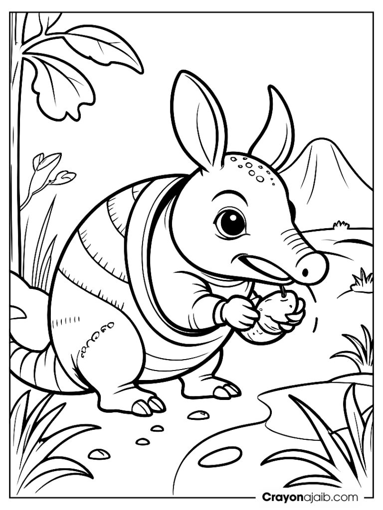 Armadillo digging for insects coloring page ca