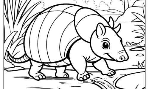 Armadillo by stream coloring page ca