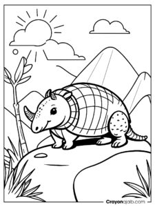 Armadillo on warm rock coloring page ca