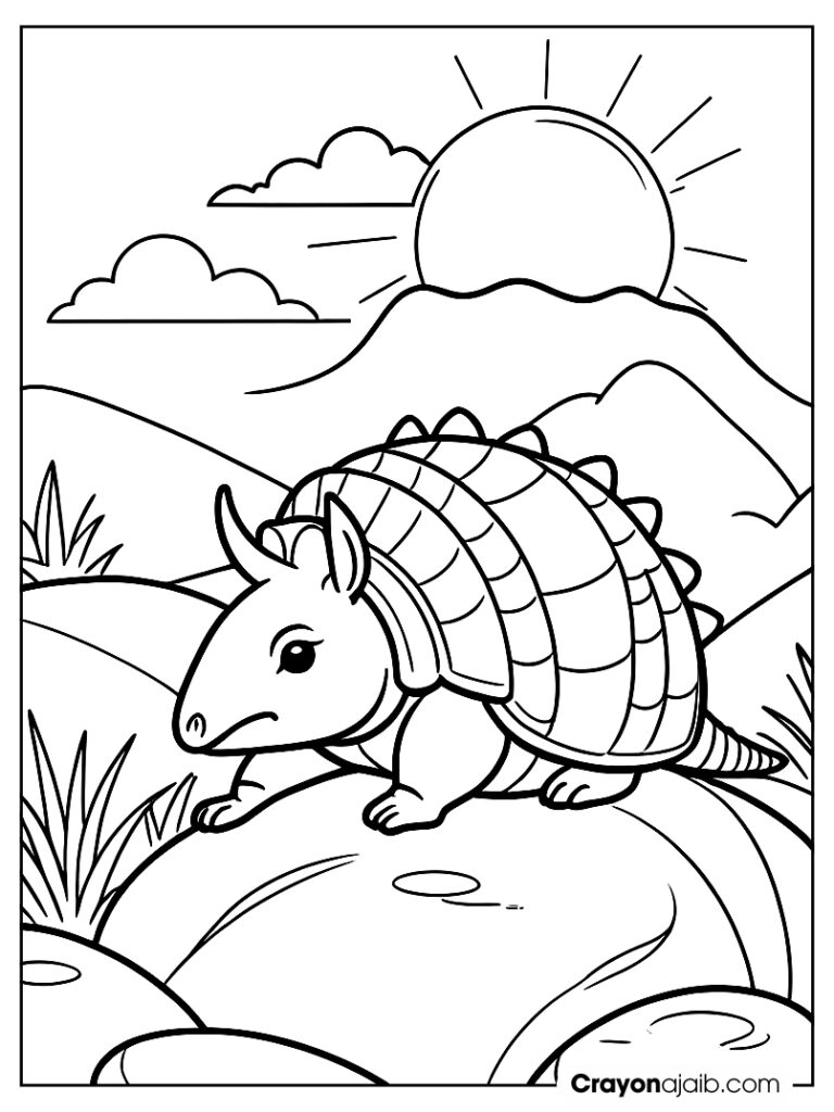 Easy armadillo on rock coloring page ca