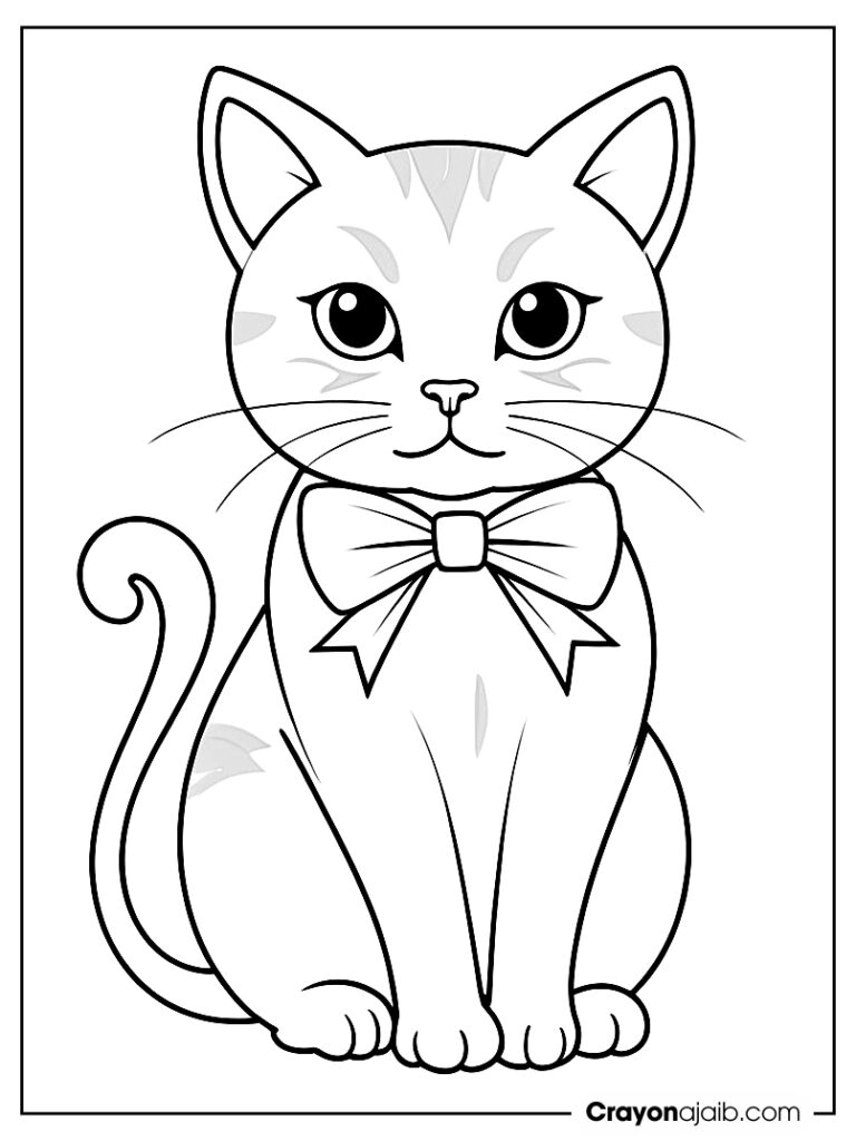 Elegant cat with accessories coloring page ca