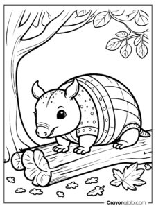 Forest armadillo hiding coloring page ca