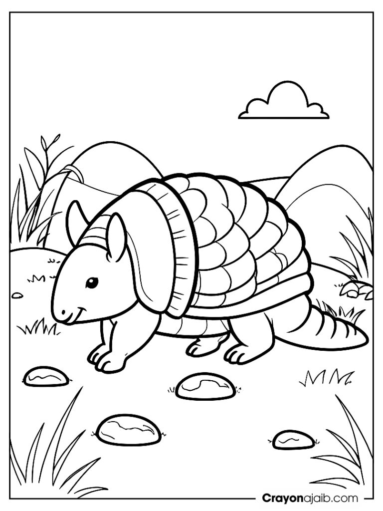 Playful rolling armadillo coloring page ca