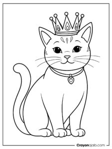 Royal cat with crown coloring page ca