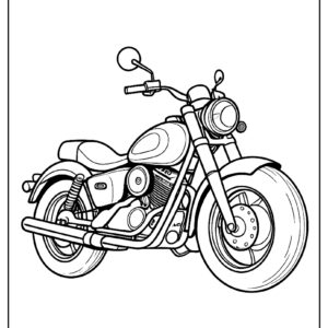 A motorcycle with two large wheels and a simple ca