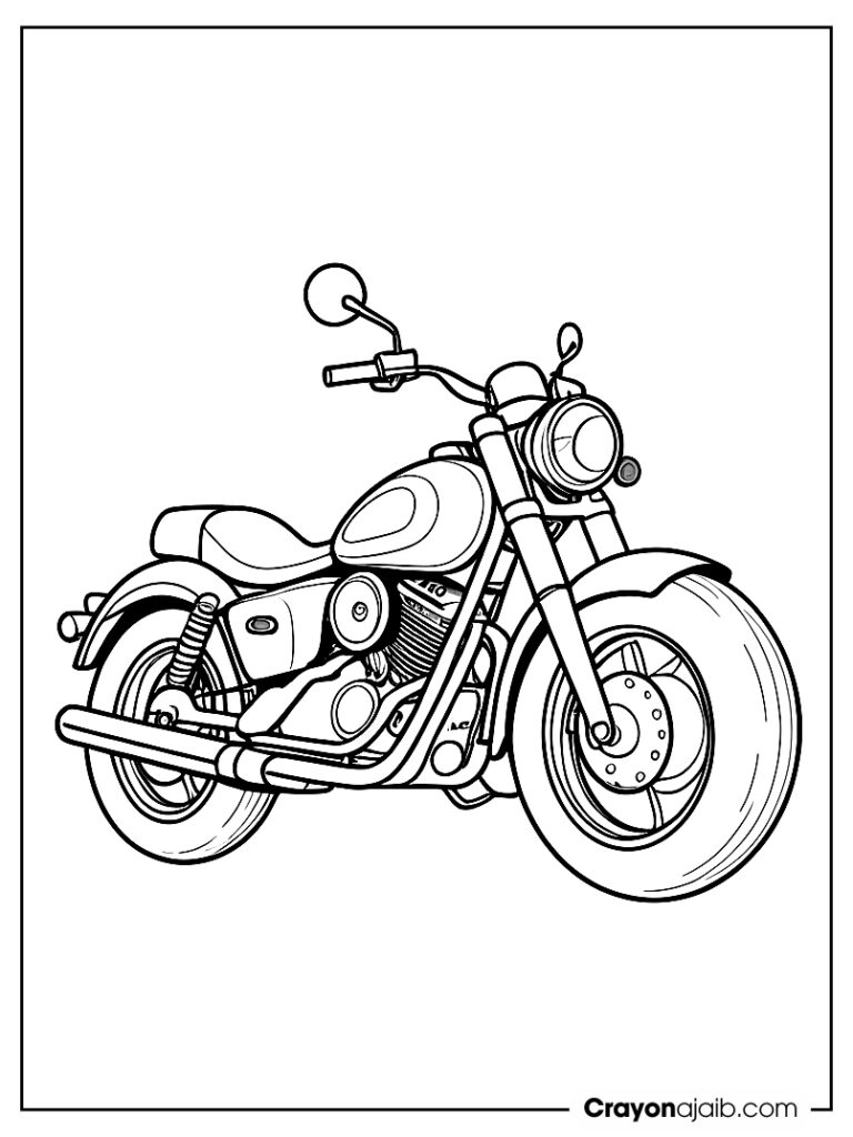 A motorcycle with two large wheels and a simple ca