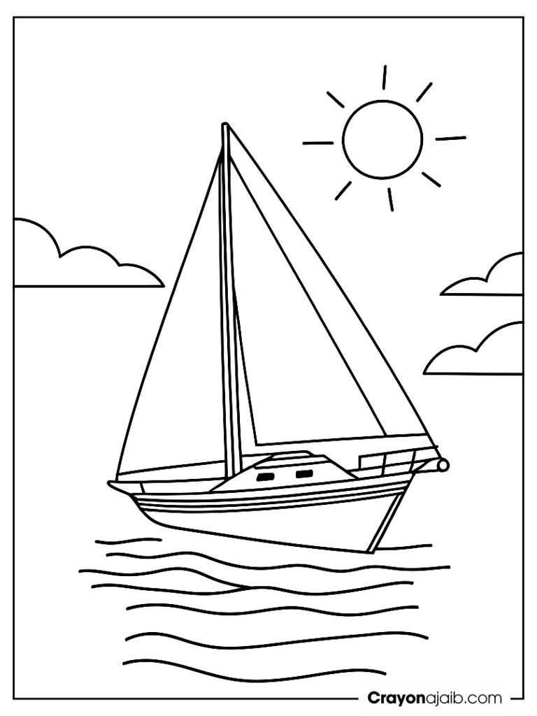 A sailboat on calm waters with a small anchor hanging from the side ca