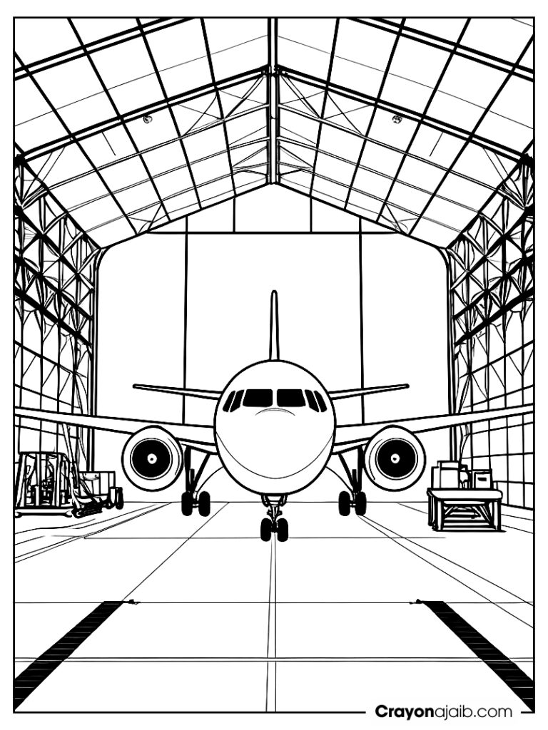 Airplane in a hangar being prepared for flight ca