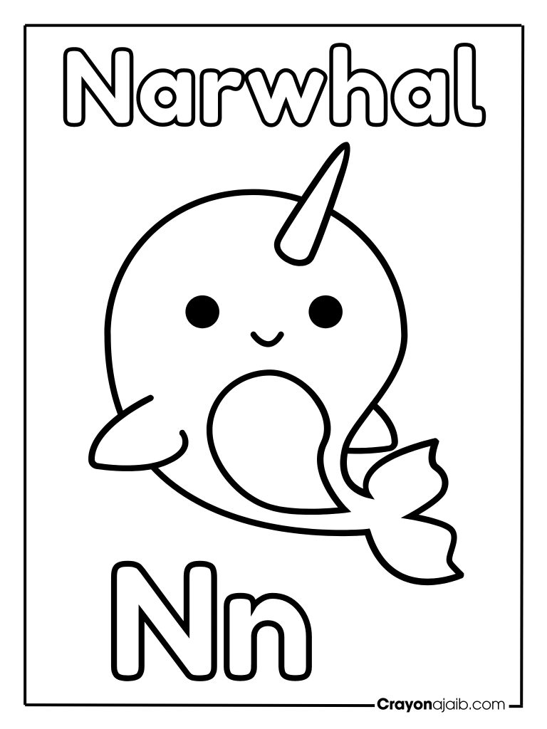 Animal letter n for narwhal