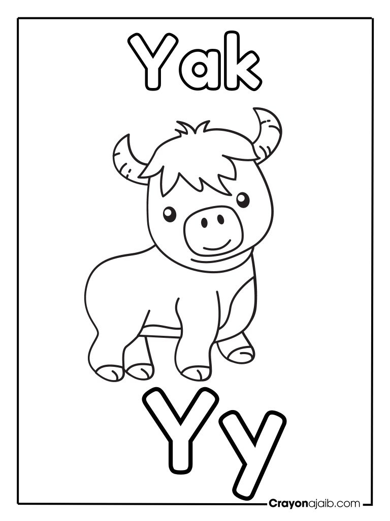 Animal letter y for yak