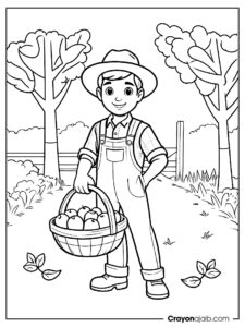 Apple harvest coloring page for kids ca