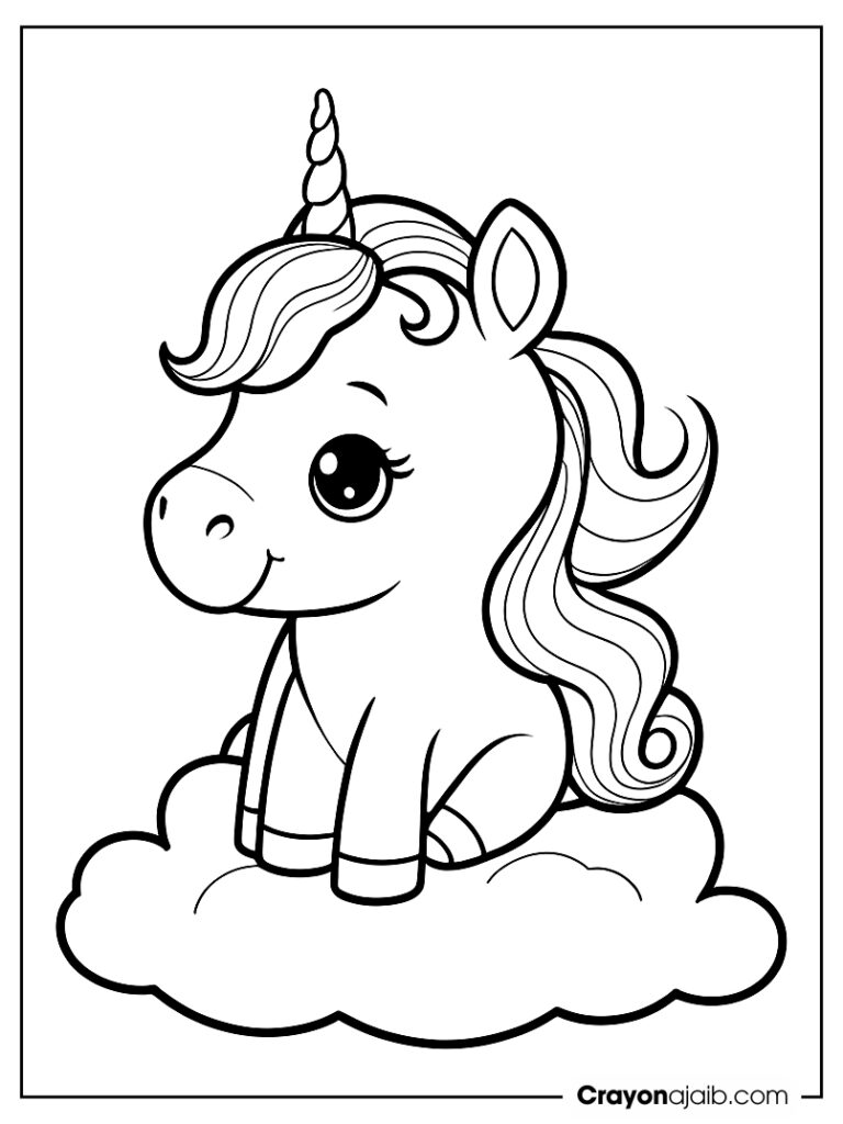 Baby unicorn on a cloud crayonajaib