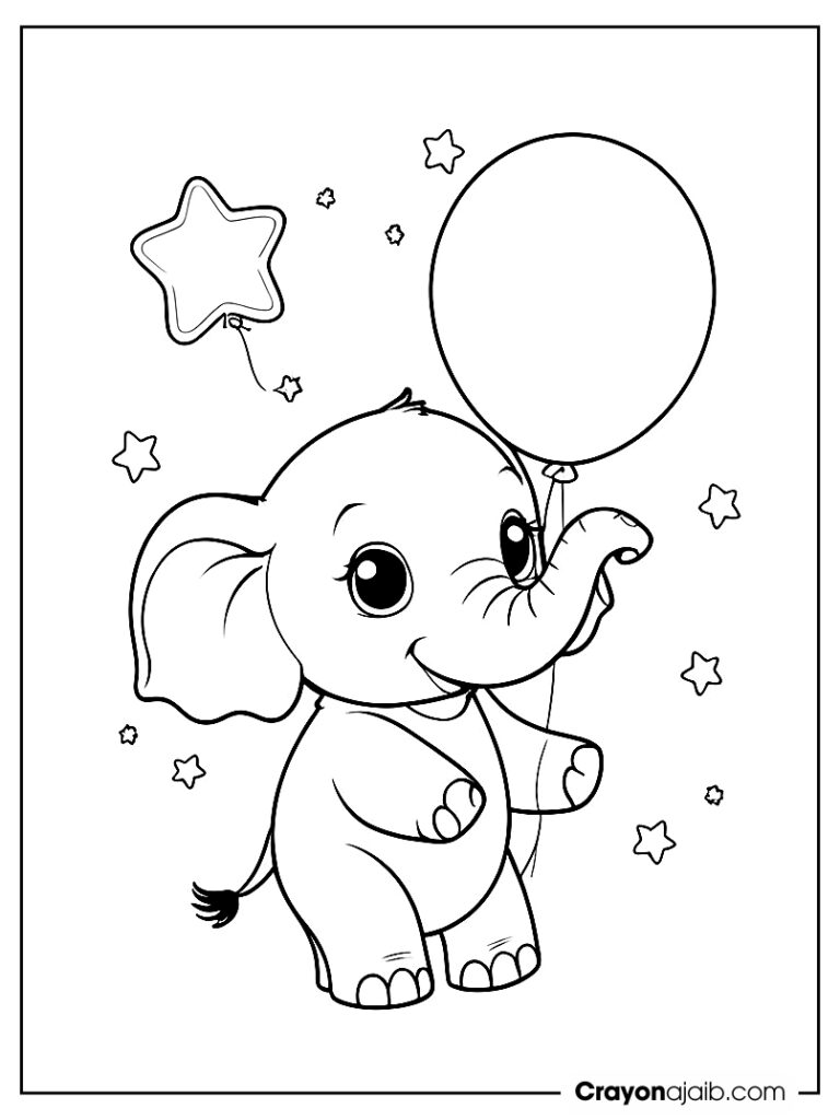 Balloon elephant coloring page ca