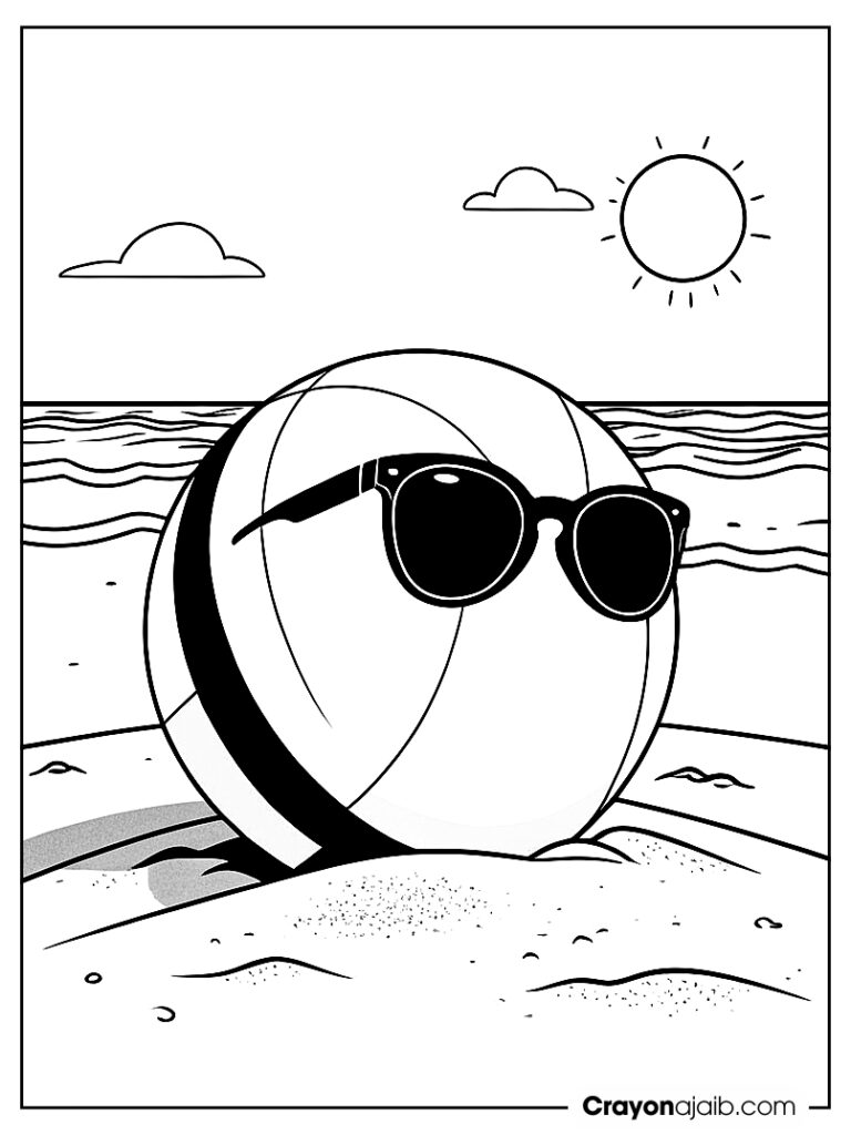 Cool beach ball with sunglasses ca