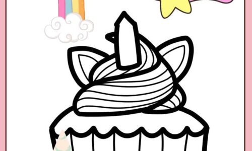 Cute unicorn cake coloring pages