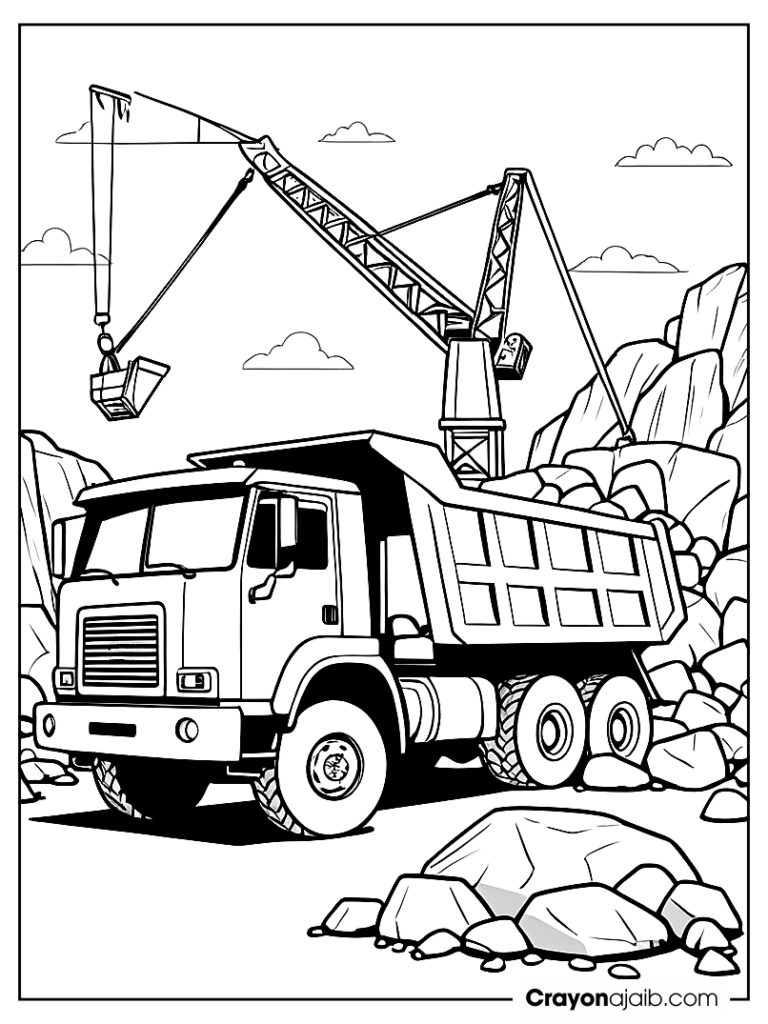 Dump truck and crane on a construction site ca