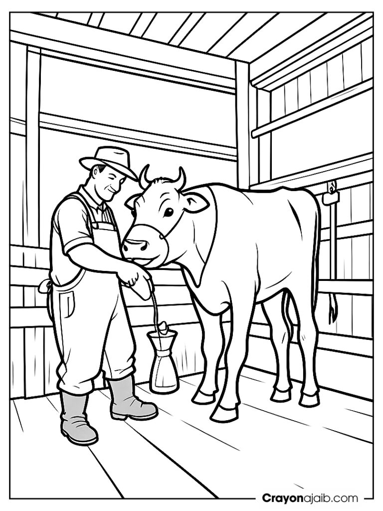 Farmer milking cow coloring page ca