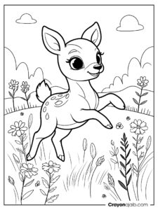 Fawn in meadow coloring page ca