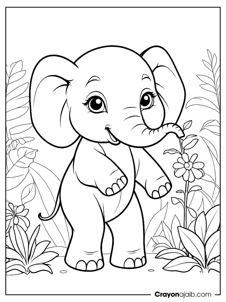 Floral spray elephant coloring page ca