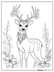 Flowered deer coloring page ca