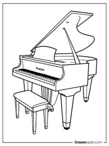 Friendly key piano coloring page ca