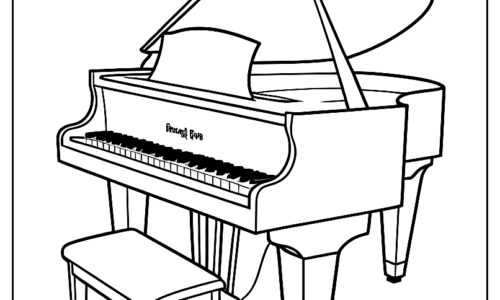 Friendly key piano coloring page ca