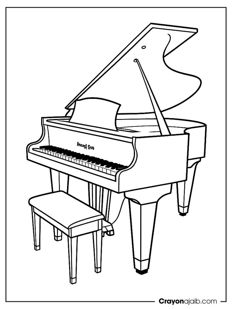 Friendly key piano coloring page ca