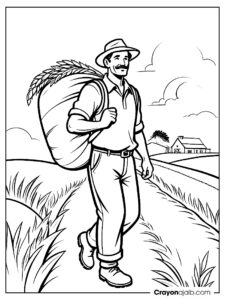 Grain and farmer coloring sheet ca