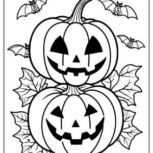 Happy jack o' lantern with halloween bats crayonajaib