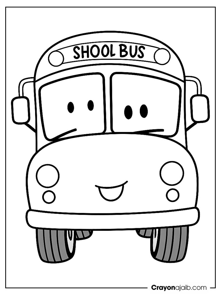 Happy school bus for kids to draw ca