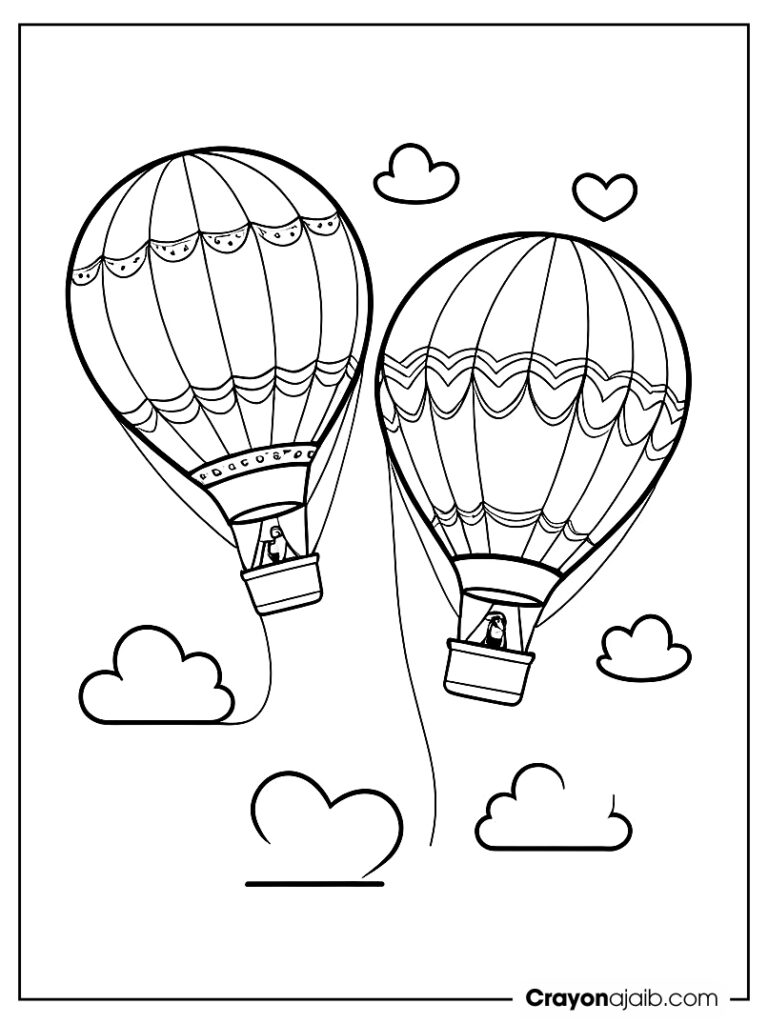 Heart themed hot air balloons in the sky ca