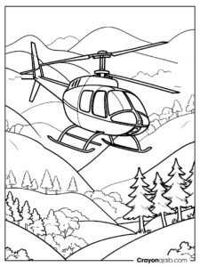 Helicopter flying over hills for kids ca