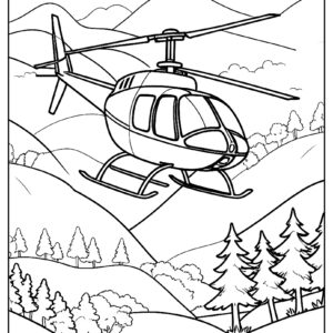 Helicopter flying over hills for kids ca