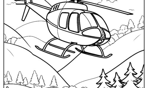 Helicopter flying over hills for kids ca