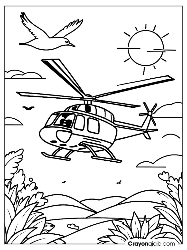 Helicopter flying under the sun for kids ca