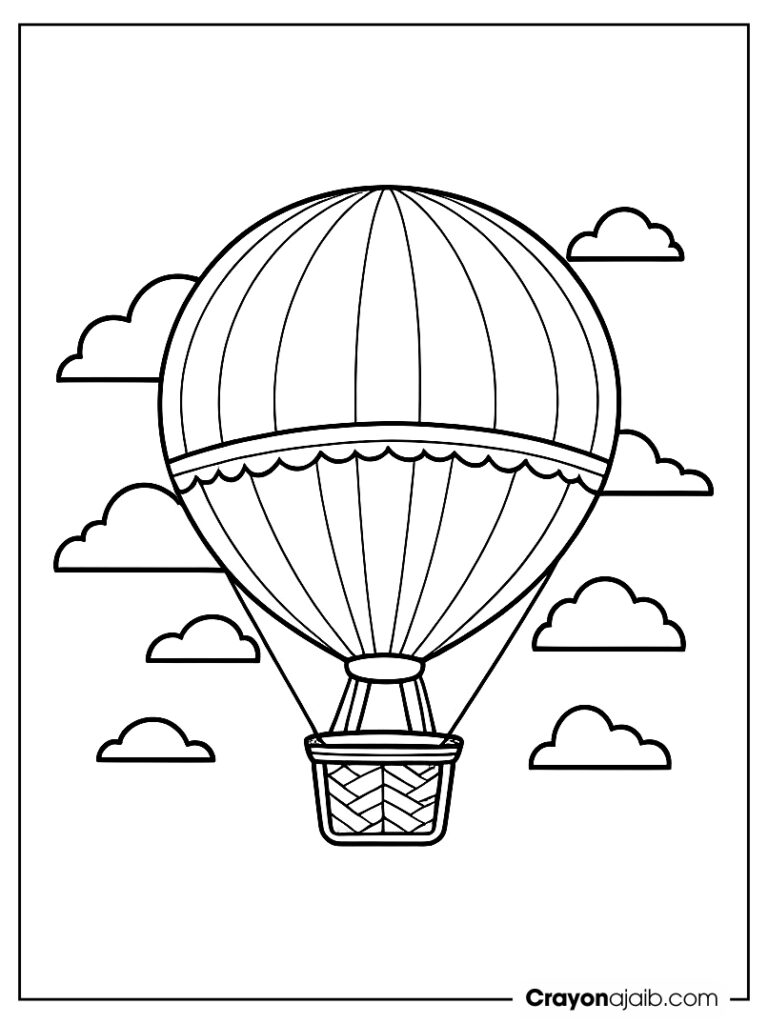 Hot air balloon in the clouds for kids ca