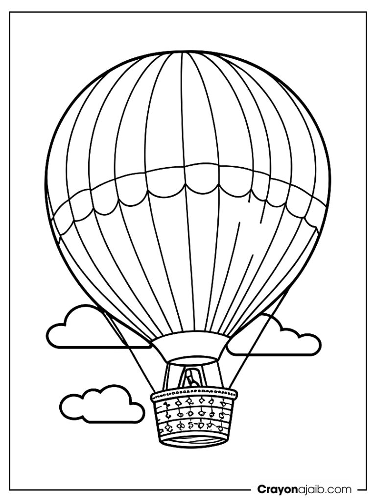 Hot air balloon with rainbow stripes for kids ca