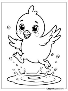 Jumping chick coloring page ca