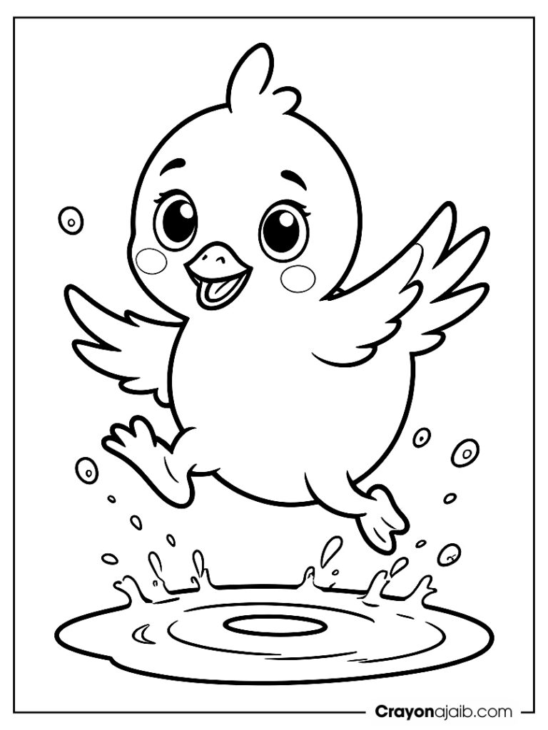 Jumping chick coloring page ca