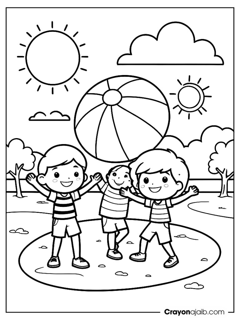 Kids picnic scene coloring page ca