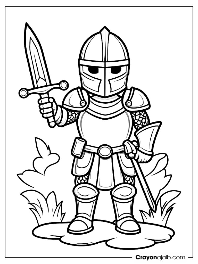 Knight holding sword crayonajaib