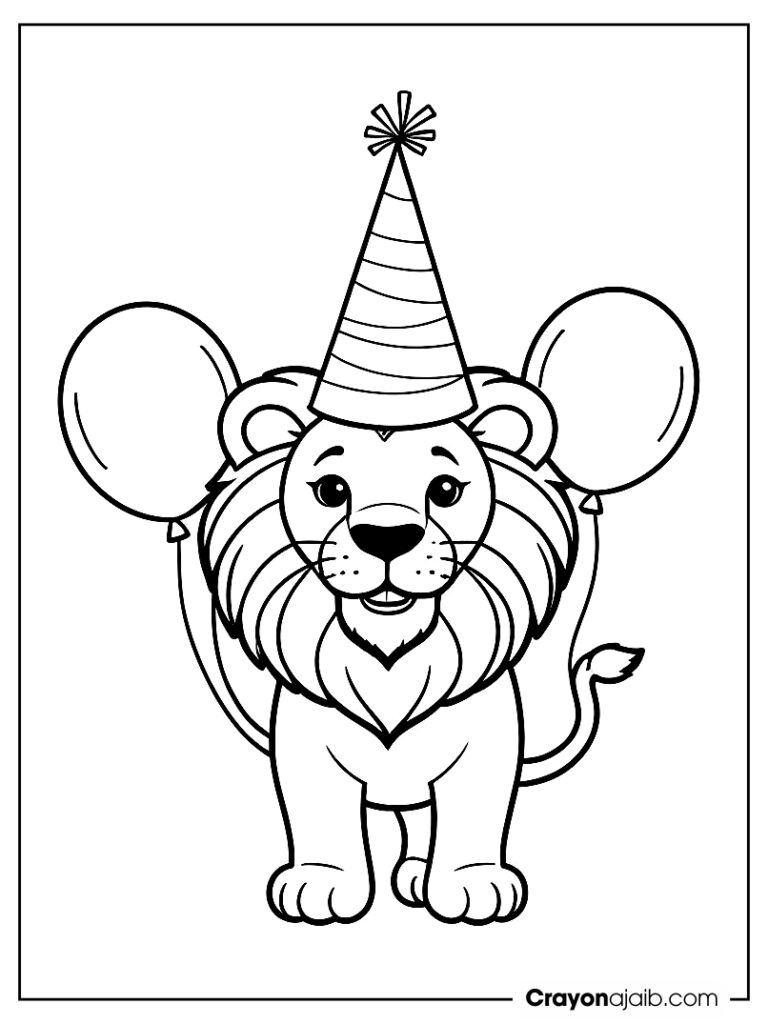 Lion birthday party coloring page ca