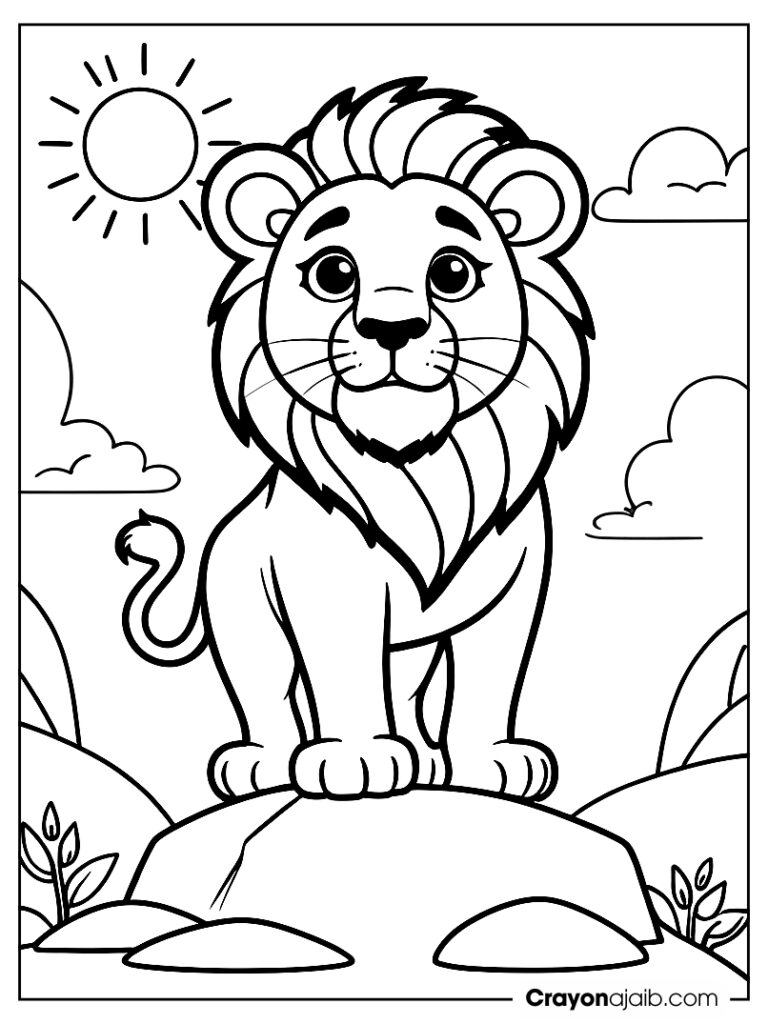 Lion at sunrise coloring page ca