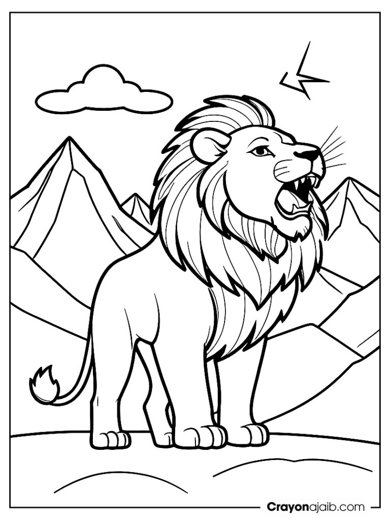 Lion in nature coloring page ca