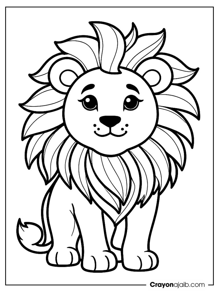 Lion with wind blown mane coloring page ca