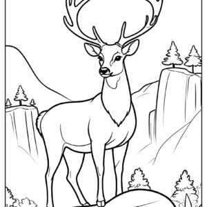 Majestic deer on rock coloring page ca