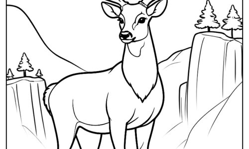 Majestic deer on rock coloring page ca