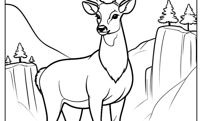 Majestic deer on rock coloring page ca