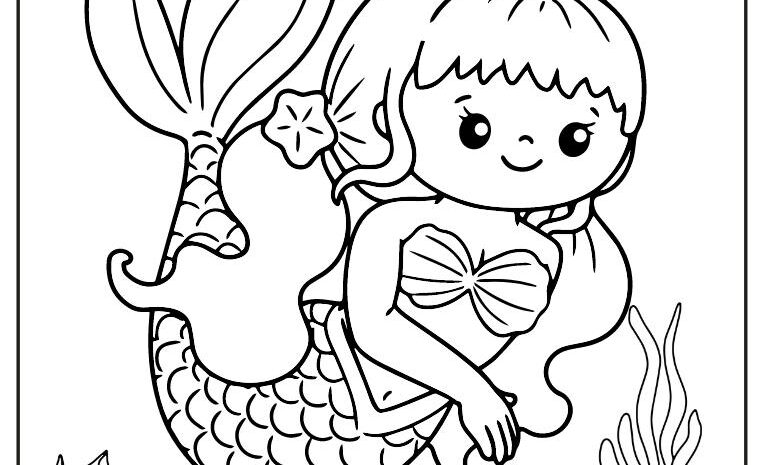 Mermaid coloring pages for kids free download